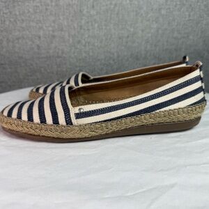 Aerosoles Solitaire Navy Striped‎ Nautical Flats 6.5 Shoes Slip On Espadrille